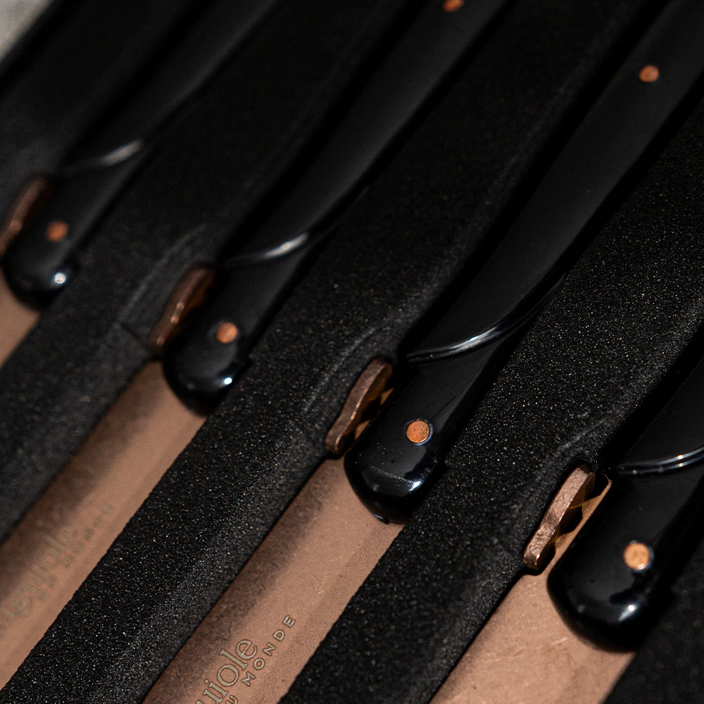 Laguiole Du Monde Copper on Black 4x Steak Knives