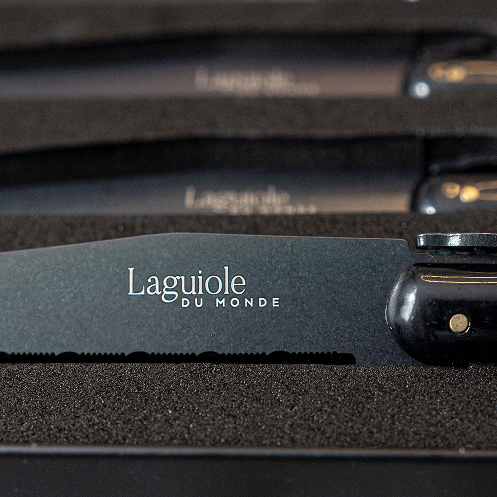 Laguiole Du Monde  Black on Black 4x Steakknives