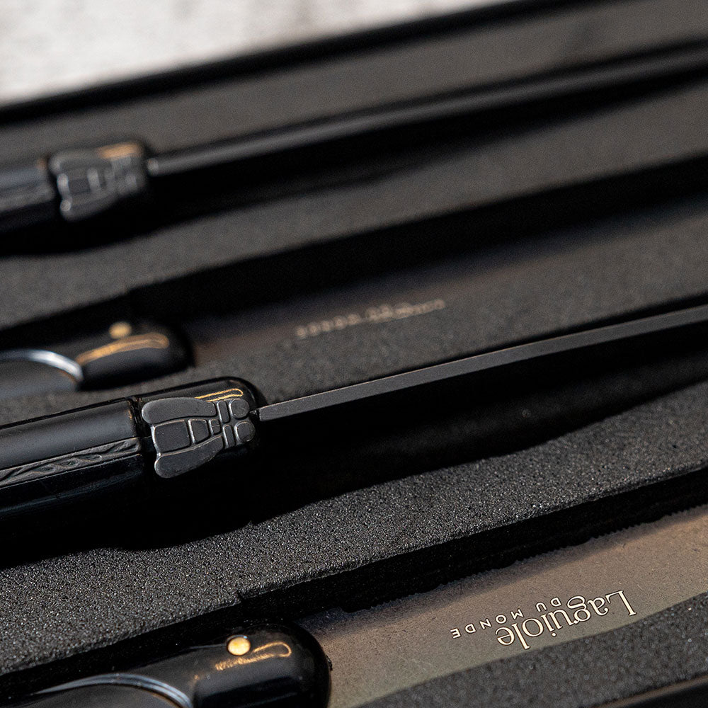 Laguiole Du Monde  Black on Black 4x Steakknives