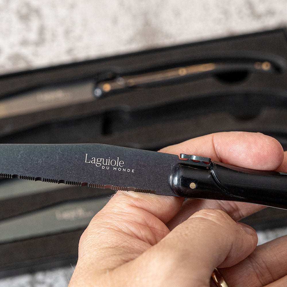 Laguiole Du Monde  Black on Black 4x Steakknives