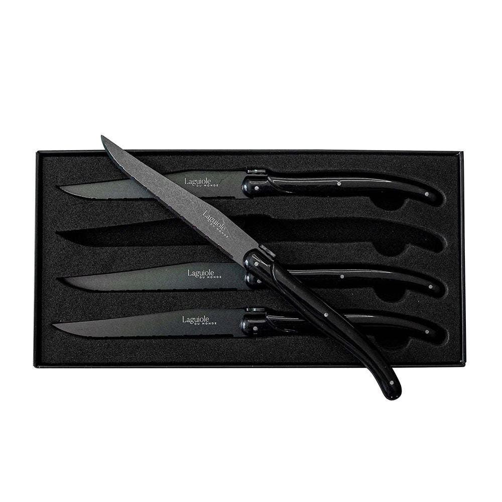 Laguiole Du Monde  Black on Black 4x Steakknives