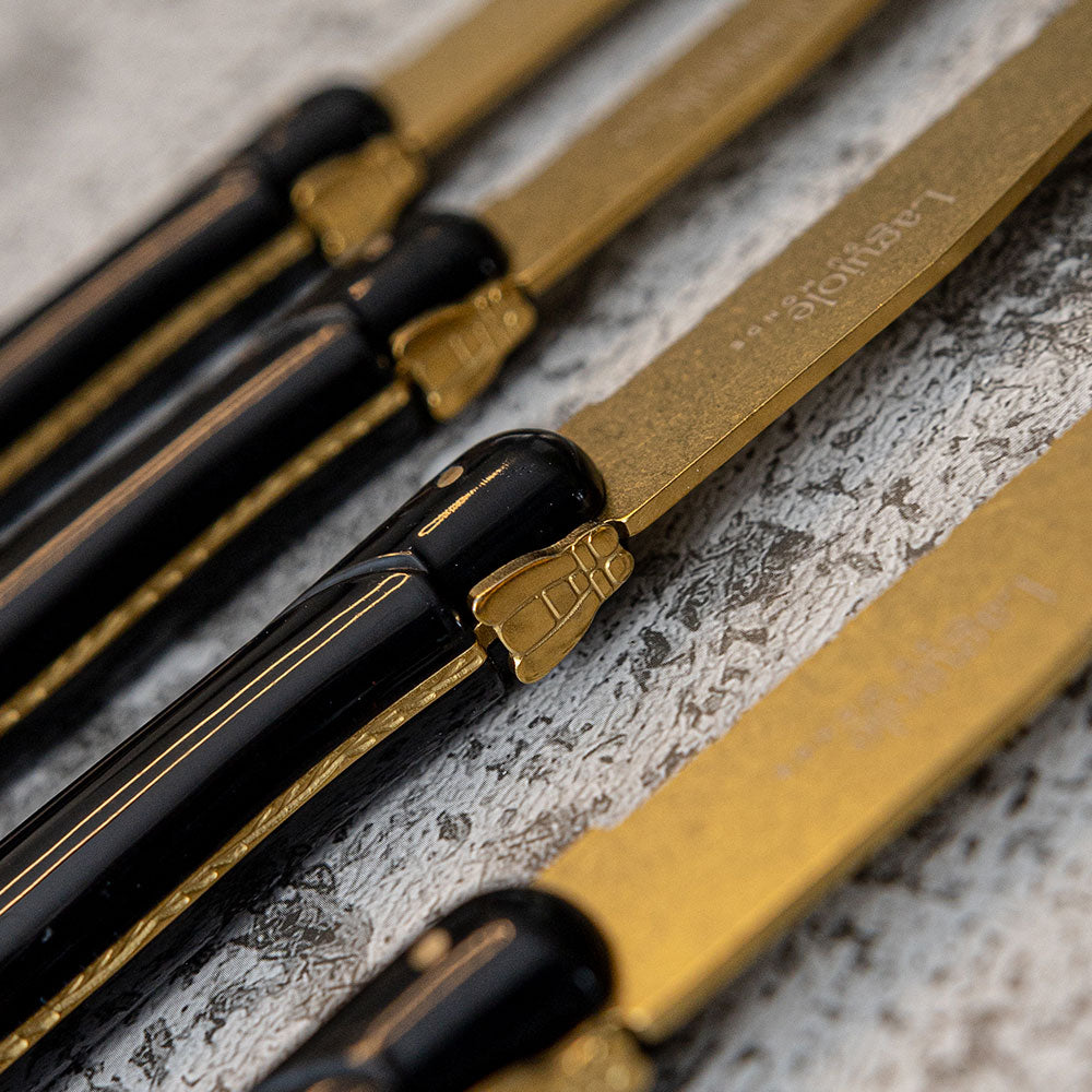 Laguiole Du Monde Gold on Gold 4x steakknives
