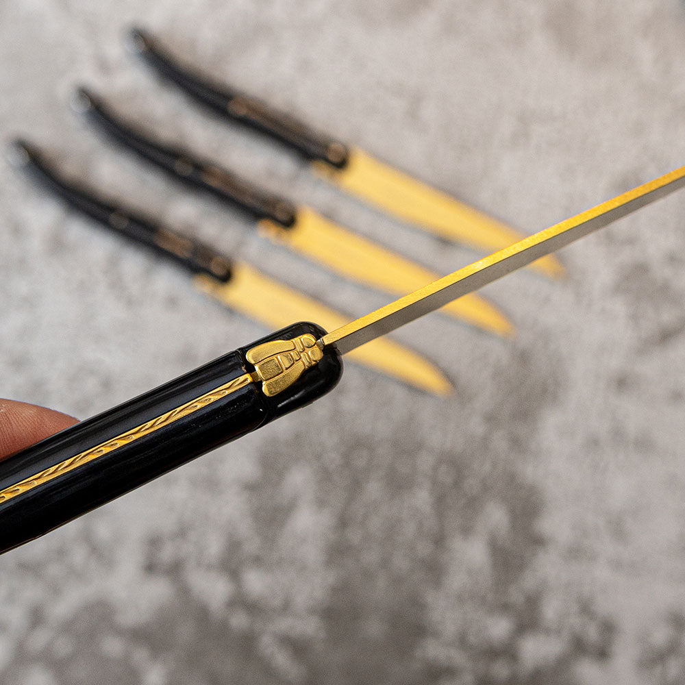 Laguiole Du Monde Gold on Gold 4x steakknives