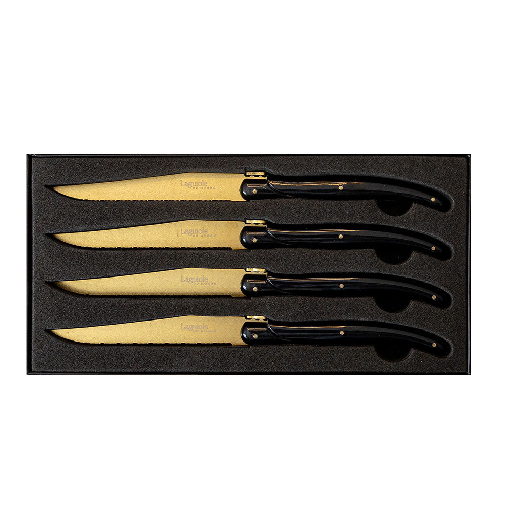 Laguiole Du Monde Gold on Gold 4x steakknives