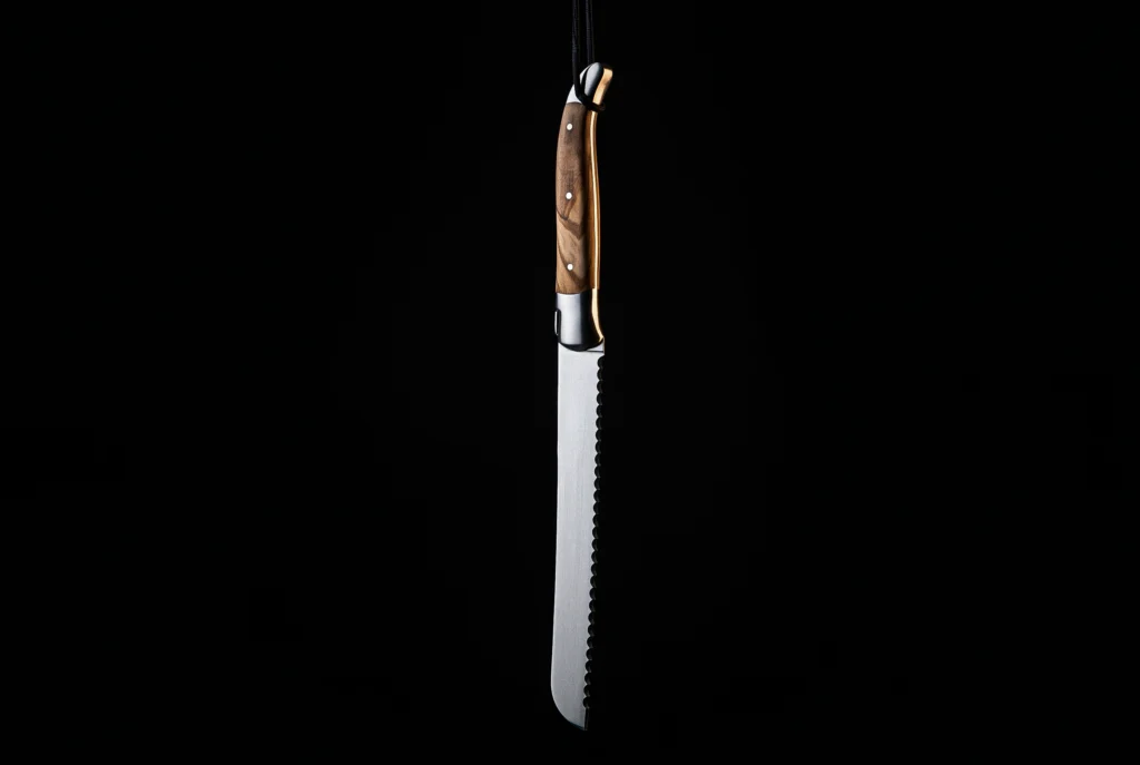 Laguiole bread knife with olive wood handle