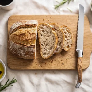 Laguiole bread knife with olive wood handle