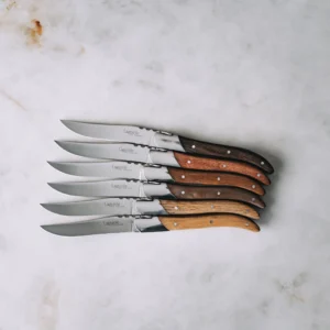 Couteaux à steak Laguiole manches en bois mélangés, lot de 6