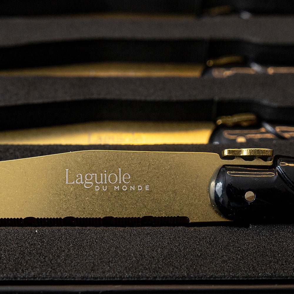 Laguiole Du Monde Gold on Gold 4x steakknives