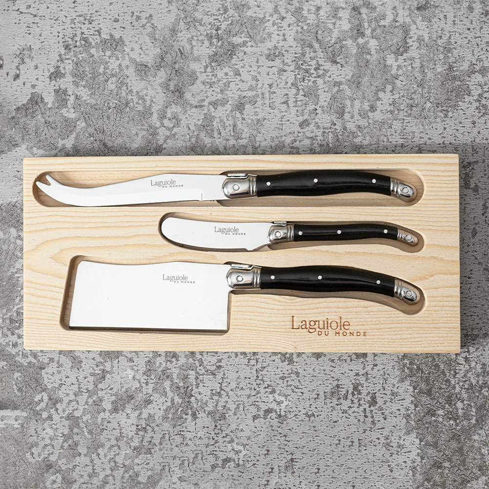 Laguiole Du Monde Affordable Cheeseset of 3 black